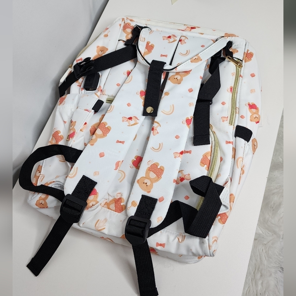 ‼️NEW IN‼️White Teddy Bear Print Diaper Backpack Fast Shipping 📦 - Picture 2 of 9